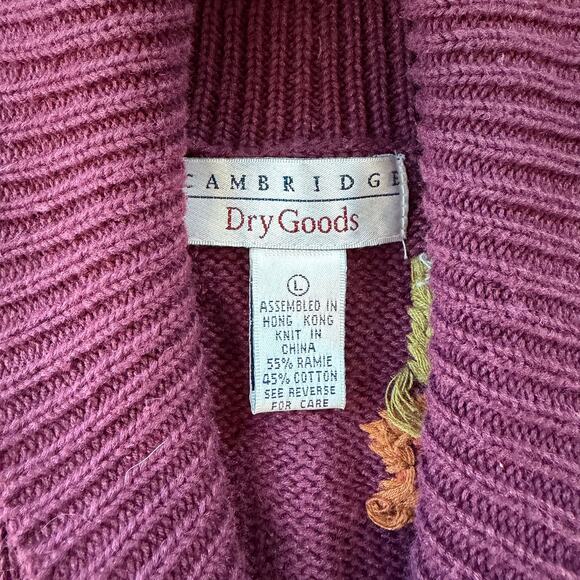 Cambridge Dry Goods Women’s Floral Embroidered Cardigan Sweater Burgundy Size L - Picture 3 of 11